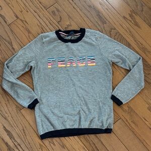 Tommy Hilfiger lightweight gray sweater with Multicolor 'Peace' Design